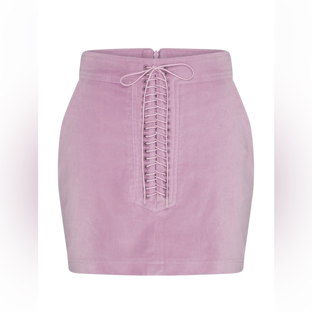 Alex Perry Rowan GLITTER CORDUROY EYELET MINI SKIRT Lilac sz 8